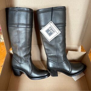 Frye Women's 14L Stitch Tall Dark Gray Leather Boots